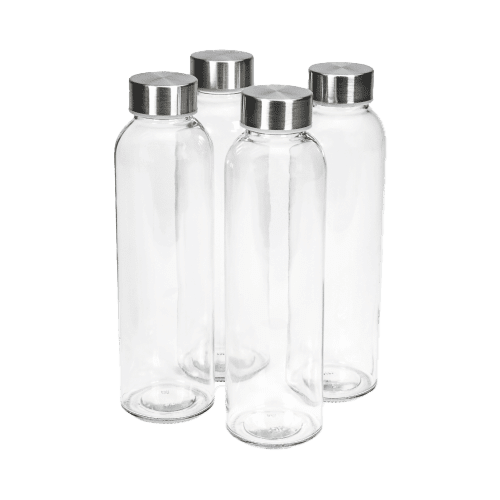 4-Pack Glass Water Bottles